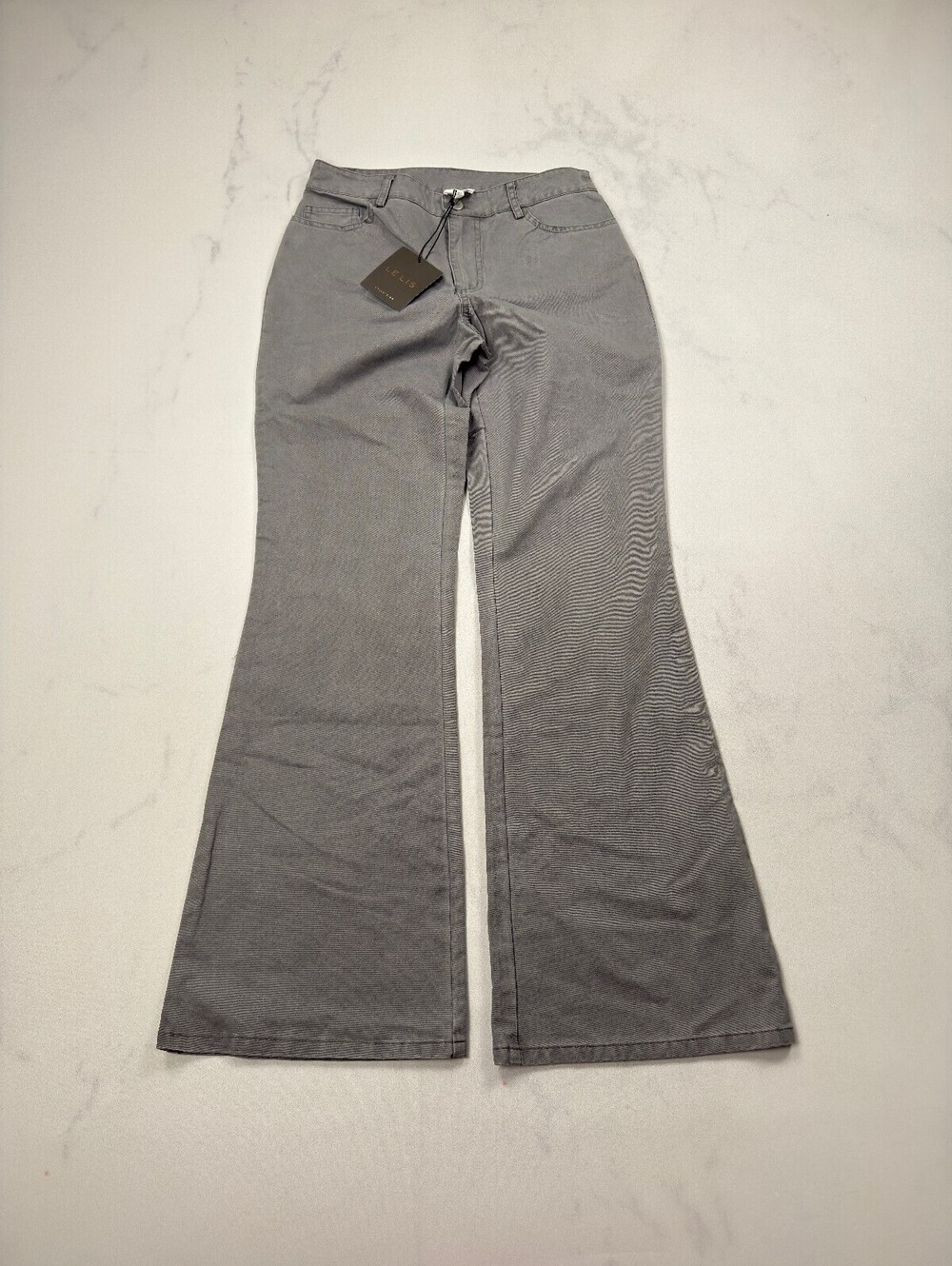 LeLis Wide Leg Pants Gray 2000s Flare - Womens S NWT